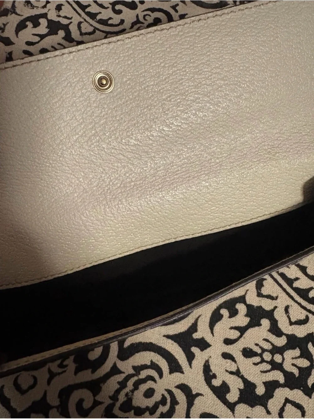 Gucci Brown Monogram Wallet with Cream Trim and Gold Accents
